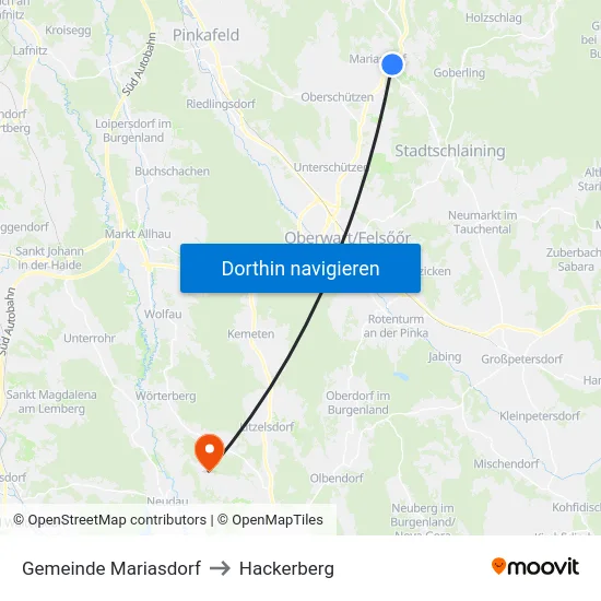 Gemeinde Mariasdorf to Hackerberg map