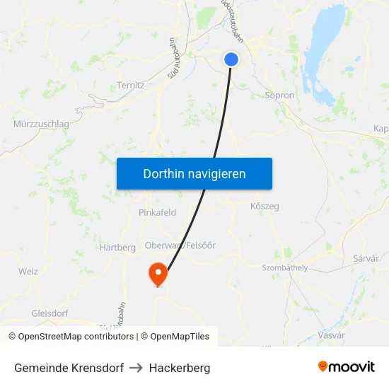Gemeinde Krensdorf to Hackerberg map