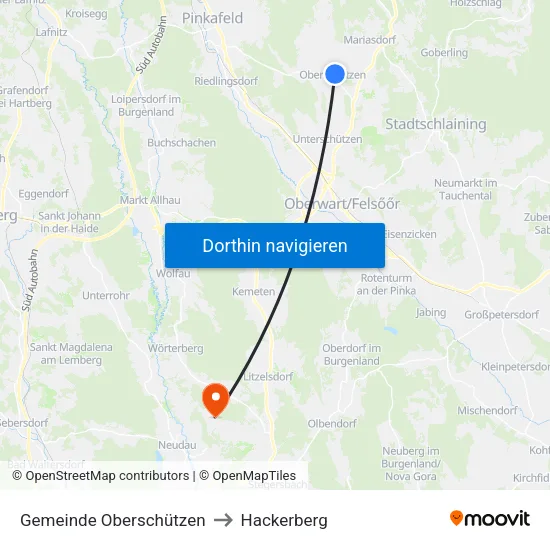 Gemeinde Oberschützen to Hackerberg map