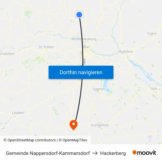 Gemeinde Nappersdorf-Kammersdorf to Hackerberg map