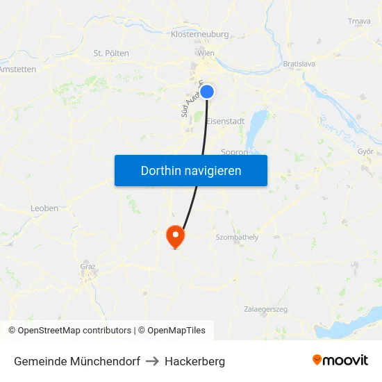Gemeinde Münchendorf to Hackerberg map