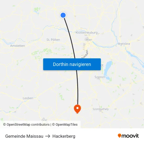 Gemeinde Maissau to Hackerberg map