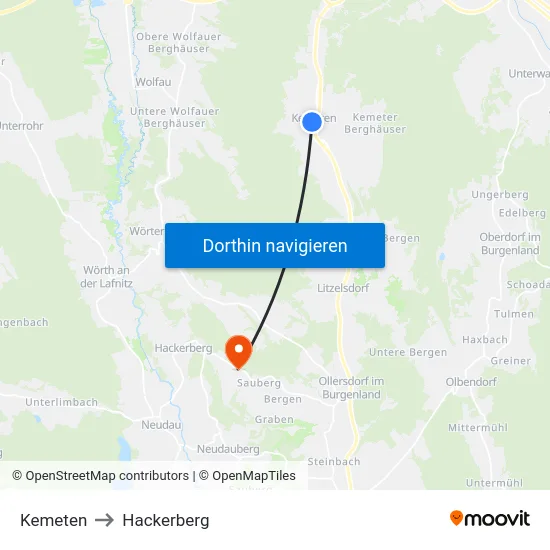 Kemeten to Hackerberg map
