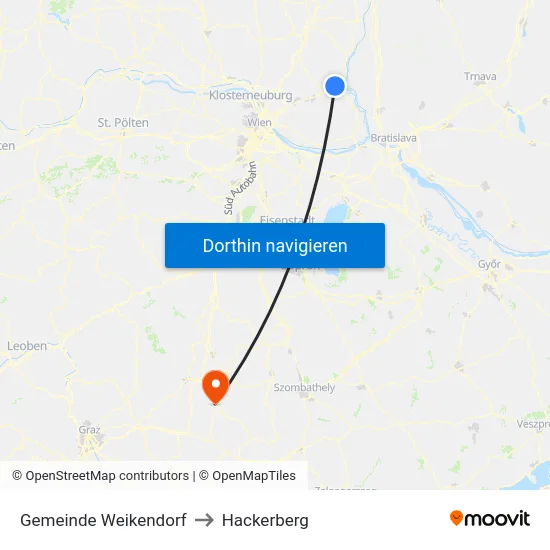 Gemeinde Weikendorf to Hackerberg map