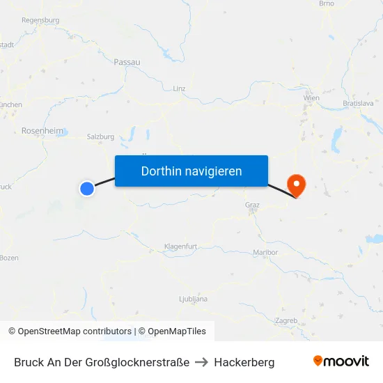 Bruck An Der Großglocknerstraße to Hackerberg map