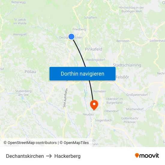 Dechantskirchen to Hackerberg map