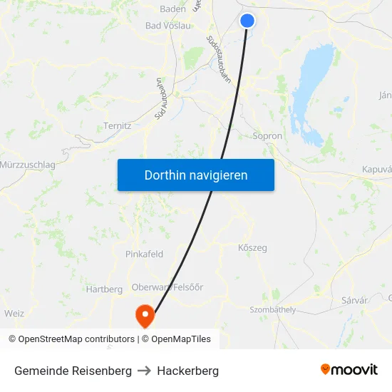 Gemeinde Reisenberg to Hackerberg map