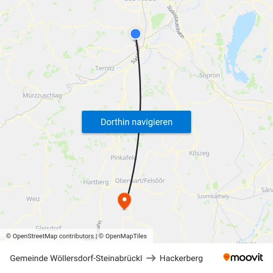 Gemeinde Wöllersdorf-Steinabrückl to Hackerberg map