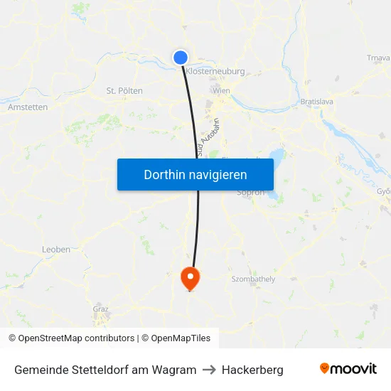 Gemeinde Stetteldorf am Wagram to Hackerberg map