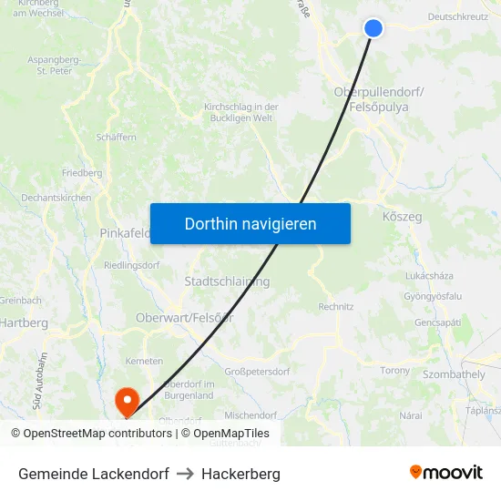 Gemeinde Lackendorf to Hackerberg map