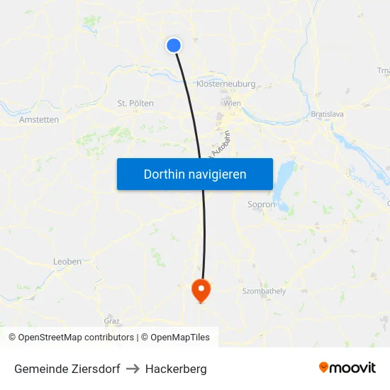 Gemeinde Ziersdorf to Hackerberg map