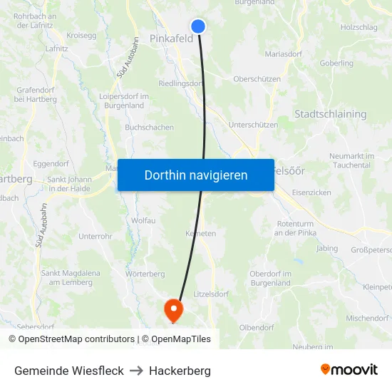 Gemeinde Wiesfleck to Hackerberg map