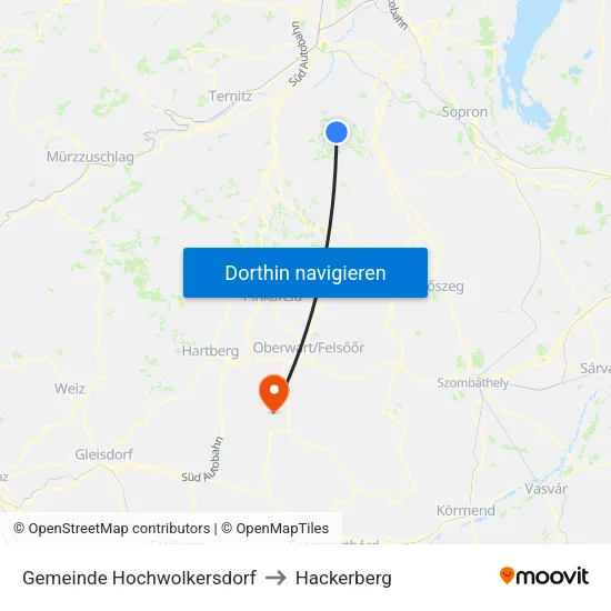 Gemeinde Hochwolkersdorf to Hackerberg map