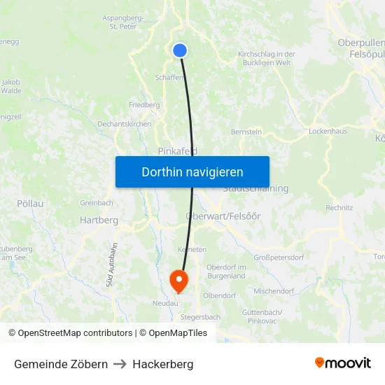 Gemeinde Zöbern to Hackerberg map