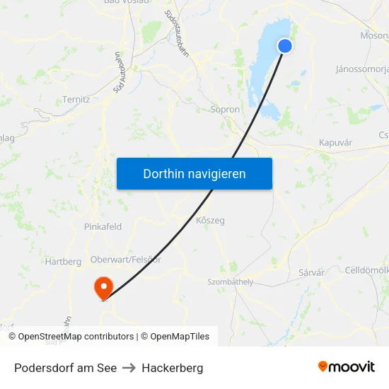 Podersdorf am See to Hackerberg map