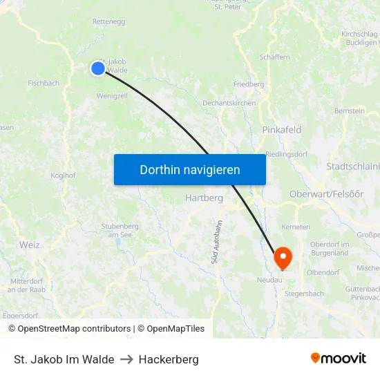 St. Jakob Im Walde to Hackerberg map