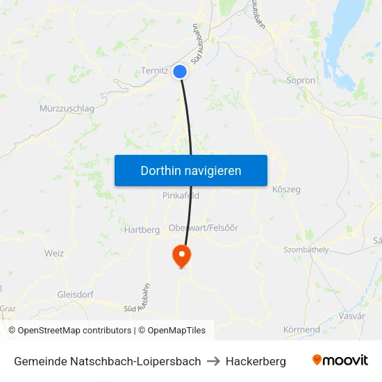 Gemeinde Natschbach-Loipersbach to Hackerberg map