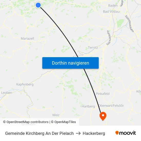 Gemeinde Kirchberg An Der Pielach to Hackerberg map