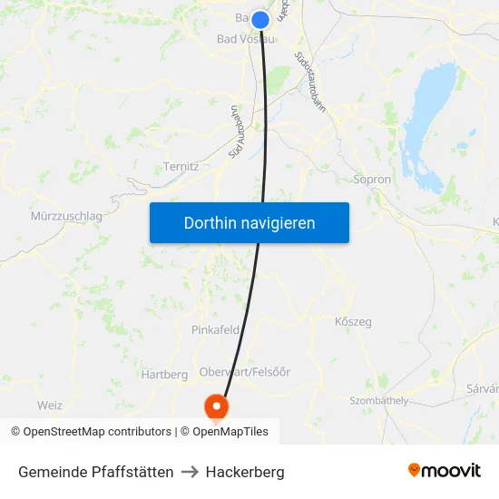 Gemeinde Pfaffstätten to Hackerberg map