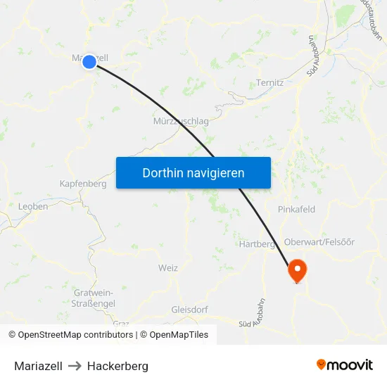 Mariazell to Hackerberg map