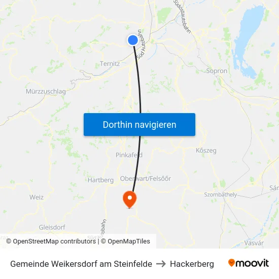 Gemeinde Weikersdorf am Steinfelde to Hackerberg map