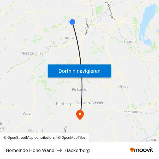 Gemeinde Hohe Wand to Hackerberg map