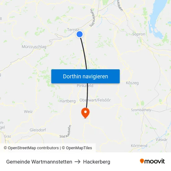 Gemeinde Wartmannstetten to Hackerberg map