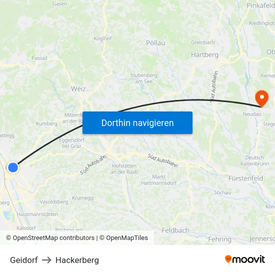 Geidorf to Hackerberg map