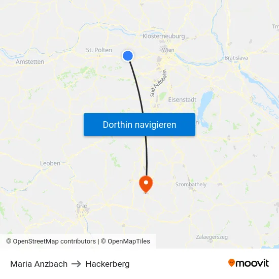 Maria Anzbach to Hackerberg map