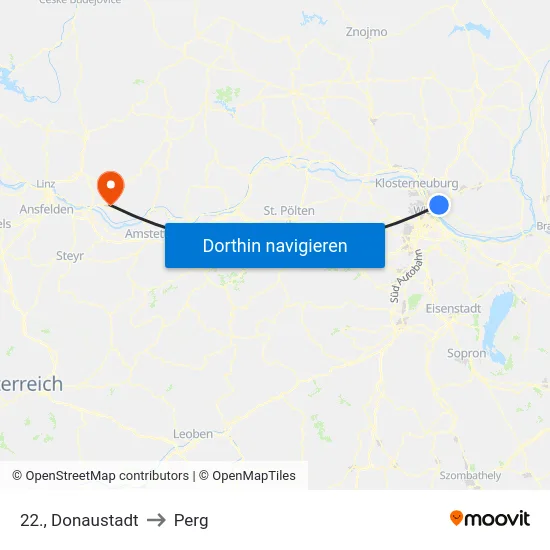 22., Donaustadt to Perg map