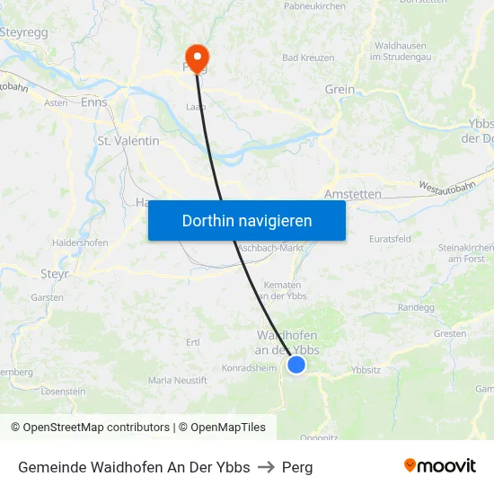 Gemeinde Waidhofen An Der Ybbs to Perg map