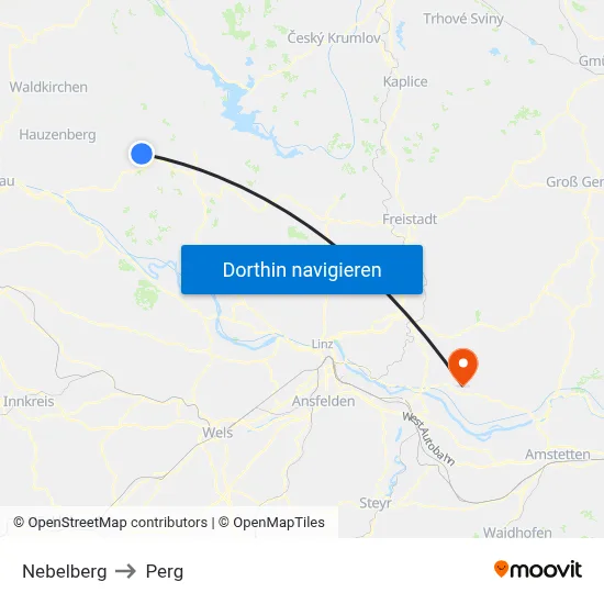 Nebelberg to Perg map