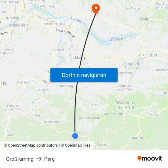 Großraming to Perg map