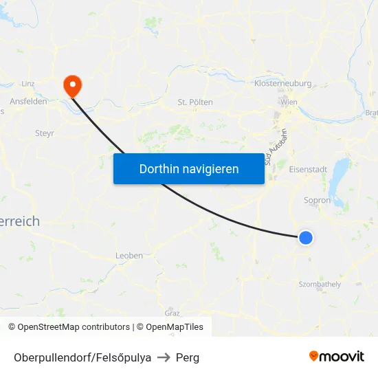 Oberpullendorf/Felsőpulya to Perg map