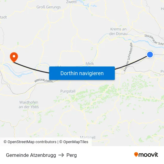 Gemeinde Atzenbrugg to Perg map