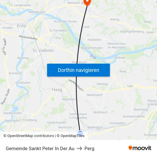 Gemeinde Sankt Peter In Der Au to Perg map