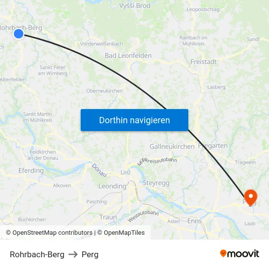 Rohrbach-Berg to Perg map