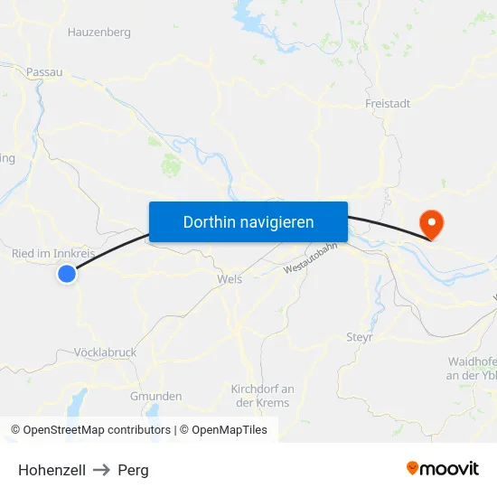 Hohenzell to Perg map