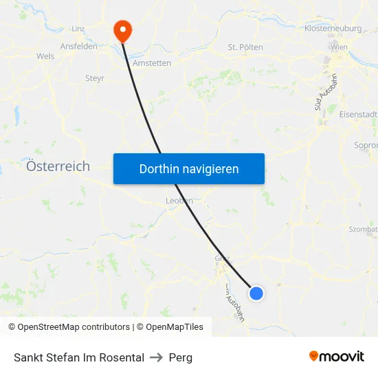 Sankt Stefan Im Rosental to Perg map