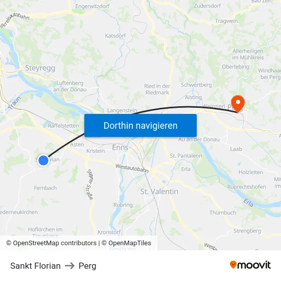 Sankt Florian to Perg map