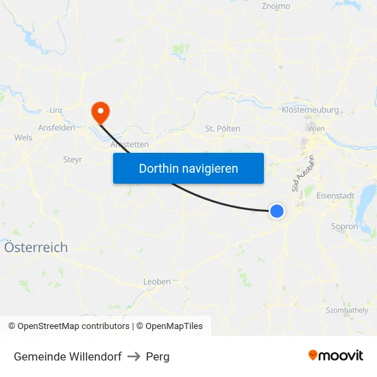 Gemeinde Willendorf to Perg map