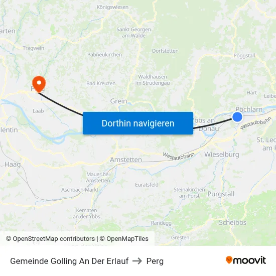 Gemeinde Golling An Der Erlauf to Perg map