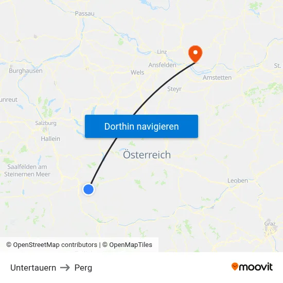 Untertauern to Perg map