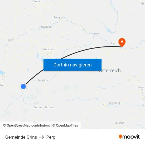Gemeinde Grins to Perg map