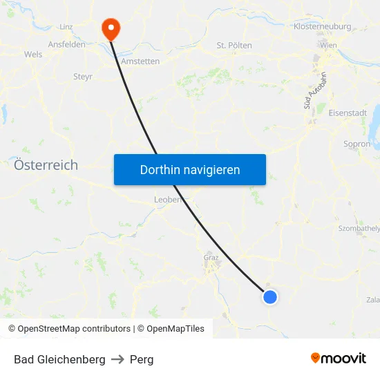 Bad Gleichenberg to Perg map