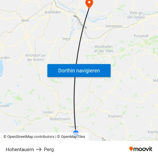 Hohentauern to Perg map