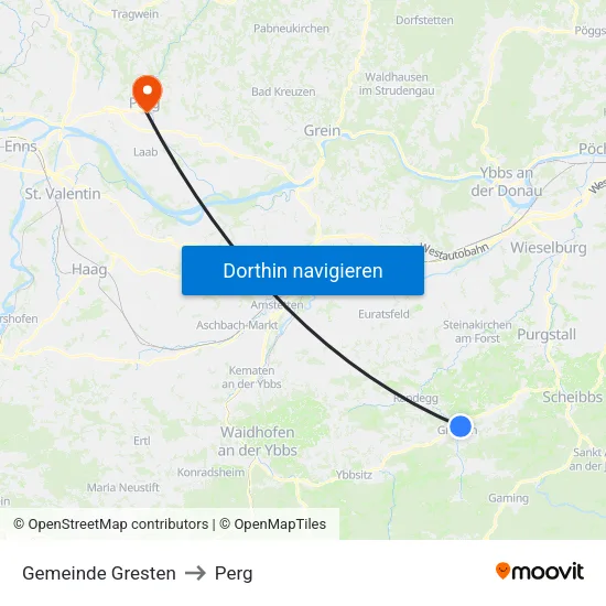Gemeinde Gresten to Perg map