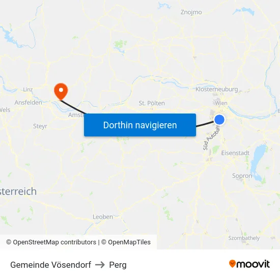 Gemeinde Vösendorf to Perg map