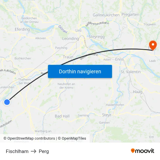 Fischlham to Perg map