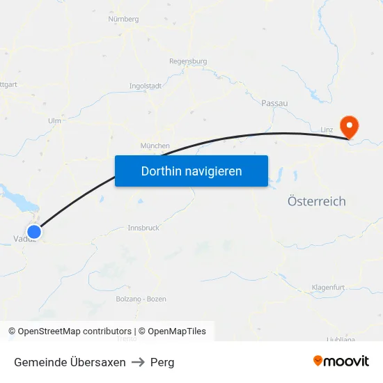 Gemeinde Übersaxen to Perg map